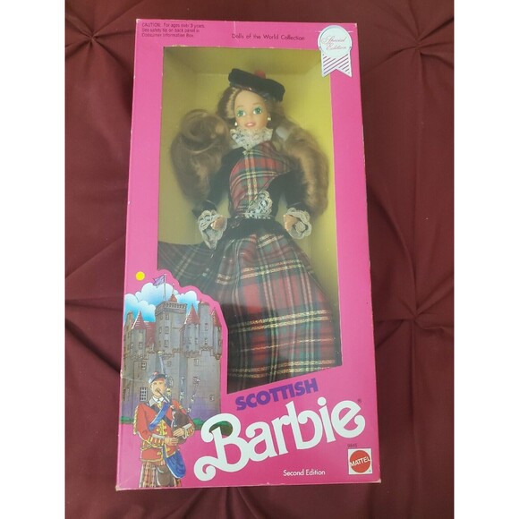 NIB Scottish Barbie Dolls of the World Collection 1990 NRFB Mattel 9845 DOTW - Picture 1 of 6